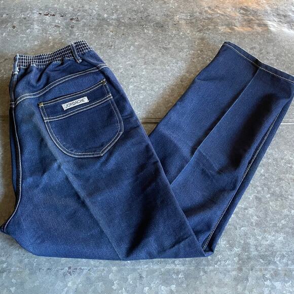 Vintage Jordache High Rise Mom Jeans 30 Dark Denim Elastic Western Retro 80s 90s - Picture 1 of 11